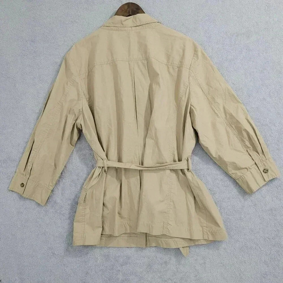 Kate Hill Womens Beige Belted Cotton Utility Jacket Size 22W  12PT - Picture 2 of 5